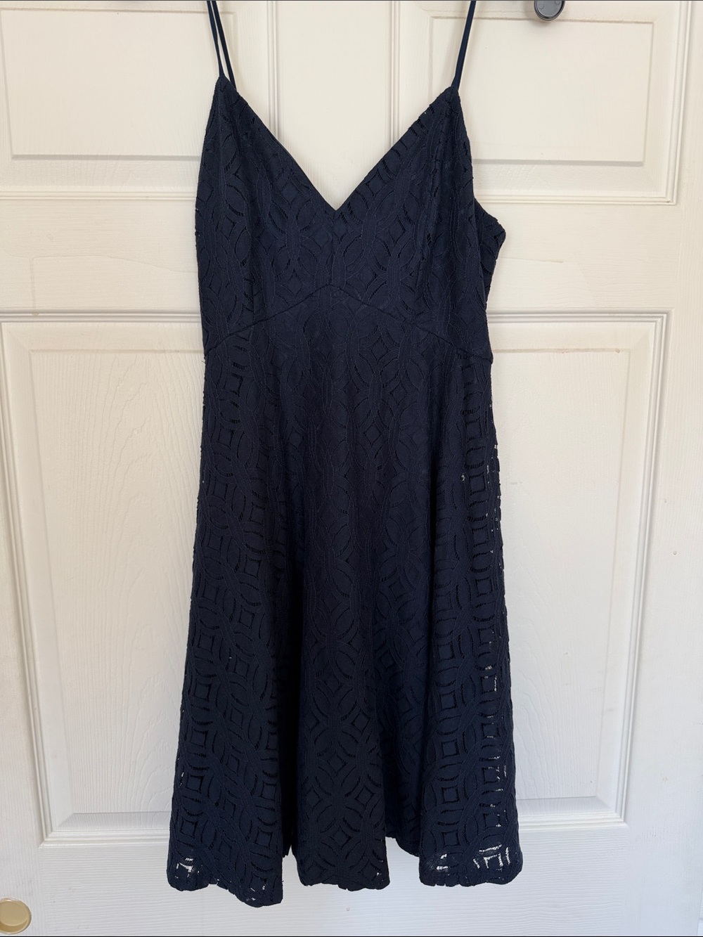 Aqua Navy Lace Mini Dress with Spaghetti Straps